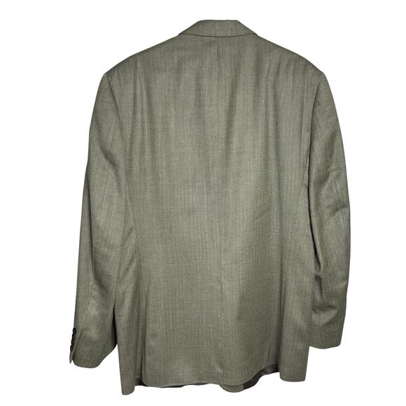 Lauren Ralph Lauren Herringbone Blazer Mens 44L Gray Silk Wool Blend Two Button - Picture 3 of 15